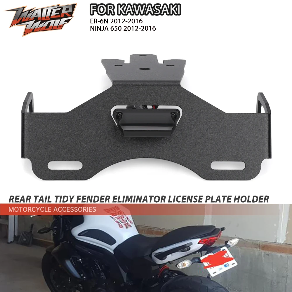 

License Plate Holder For KAWASAKI ER6N ER6F Rear Tail Tidy Fender Eliminator LED Light Frame Motorcycle Accessories NINJA 650