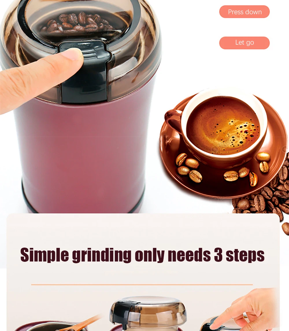 Fresh grind: electric coffee and spice grinder with stainless steel blades