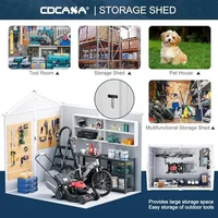 Waterproof Outdoor Storage Shed 8x6 Feet with Lockable Door & Window & Vents Plastic Tool Shed Backyard Patio Resin Shed with 4