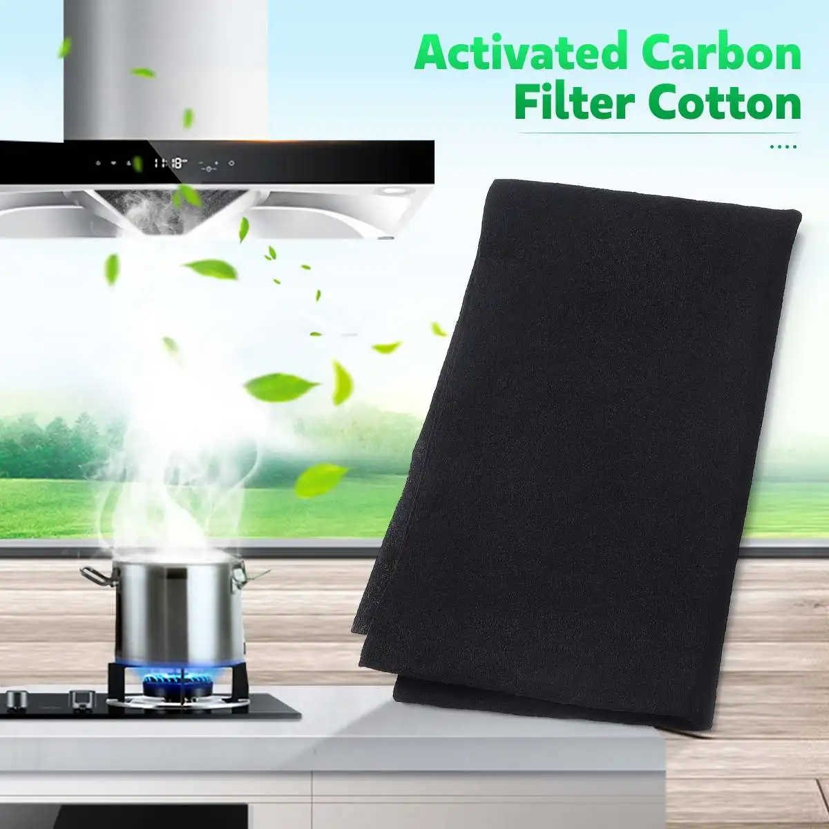 Black 47x114cm Cooker Hood Extractor Activated Carbon Filter Cotton for Smoke Exhaust Ventilator Home Kitchen Range Hood Parts 3
