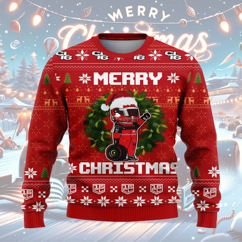 어글리 크리스마스 레이싱 드라이버 메리 크리스마스 그래픽 성인 아동 풀오버 2025 겨울 따뜻하고 아늑한 후드티 트렌디한 축제 의상