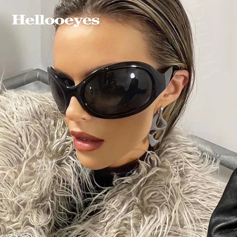 Oversized Punk Oval Sunglasses Y2K Unique Women Men Trend