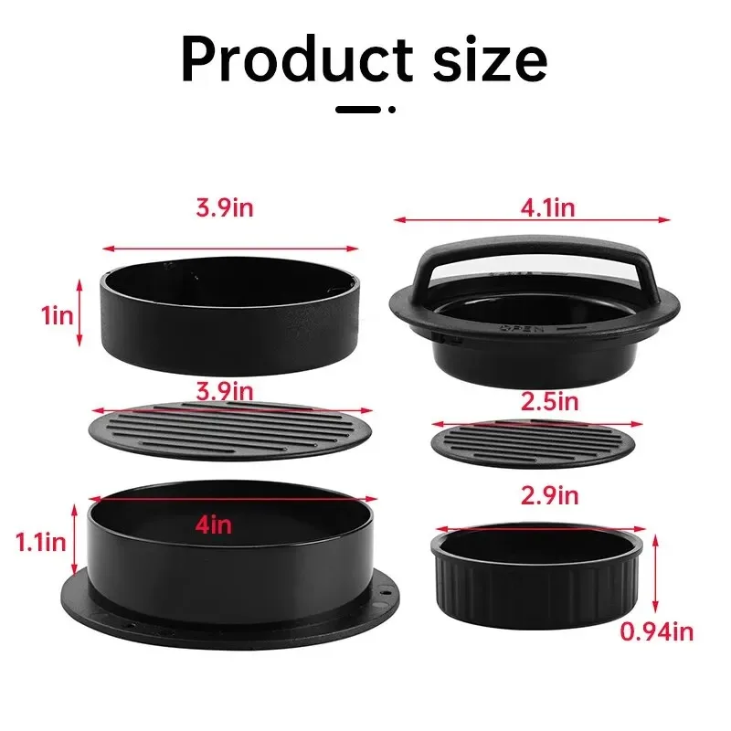3 in 1 Hamburger Meat Press Maker,Non-Stick Round Shape