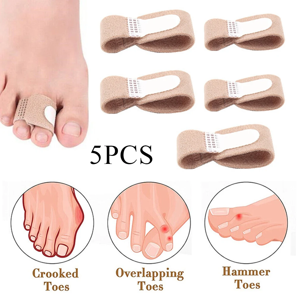 

5Pcs Toe Finger Straightener Hammer Toe Tape Hallux Valgus Corrector Bandage Toe Separator Splint Wraps Foot Care Supplies