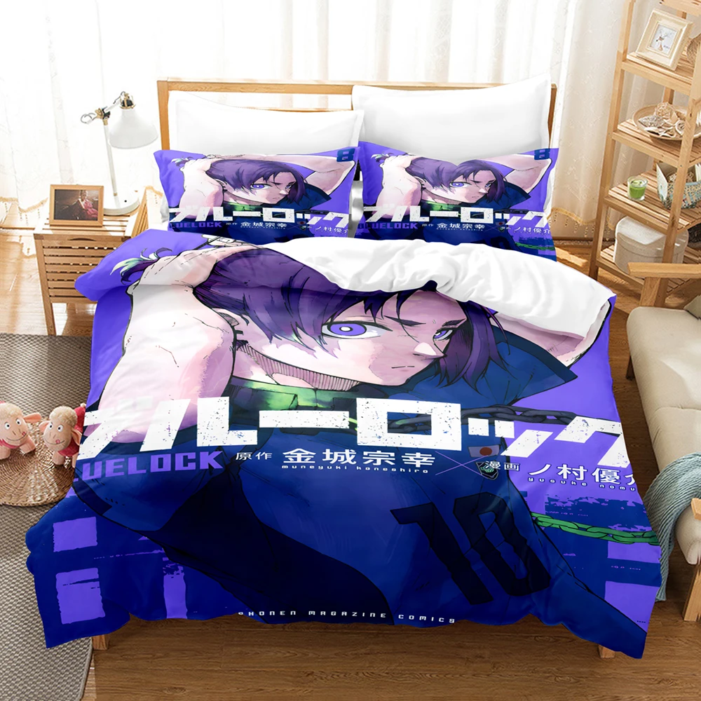 Hot Anime Blue Lock Bedding Set Duvet Cover Set King Queen Twin Double Size Comforter Cover Set For Teens and Boys Anime Lover