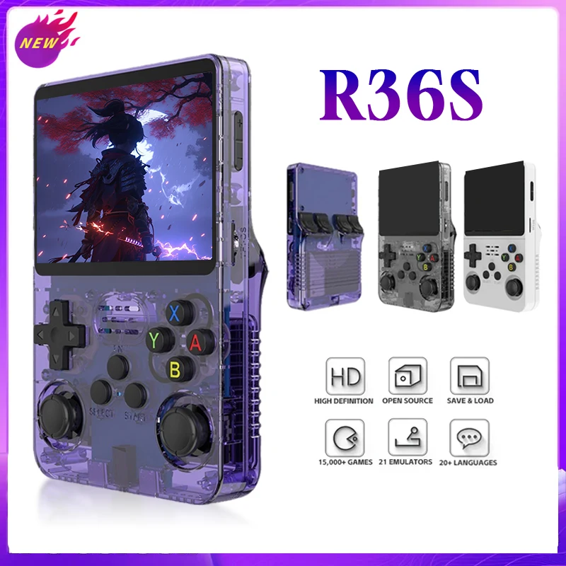 Consola Retro R36S - 15000+ Juegos, Pantalla IPS 3.5", Linux, 64GB