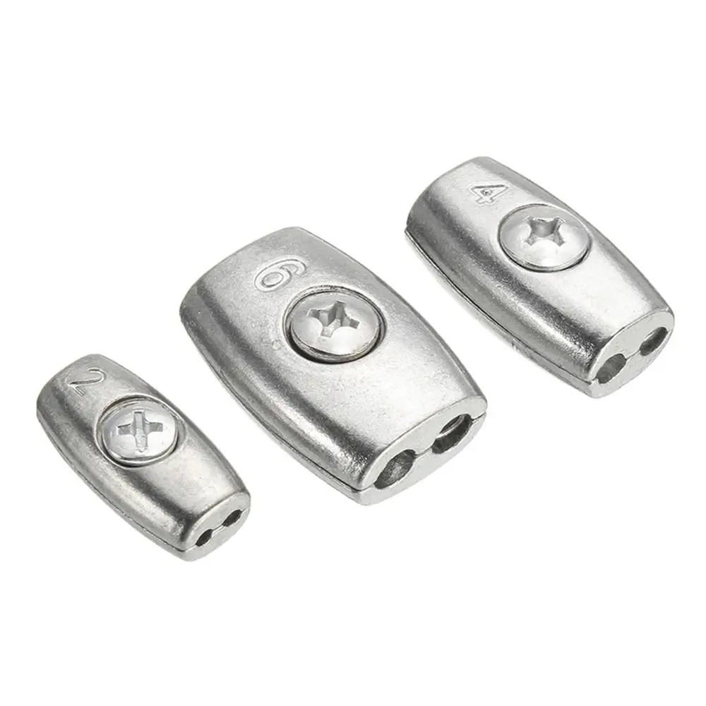 Description Picture 4 of item1Pc Grip Clamp Wire Rope Sleeve Silver Zinc Alloy Fixing Clip Wire Ferrules Hardware Double Hole Cable Clip Steel Wire Rope