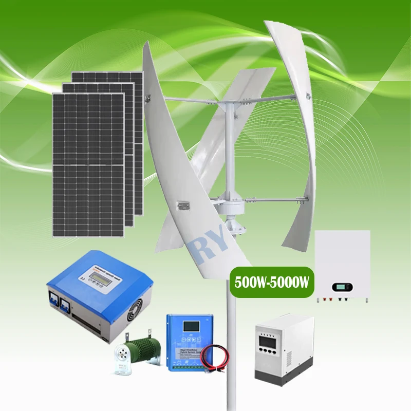 

5KW Wind Turbine generator and 5KW Solar Panels Hybrid Power System Wind Solar System for home use