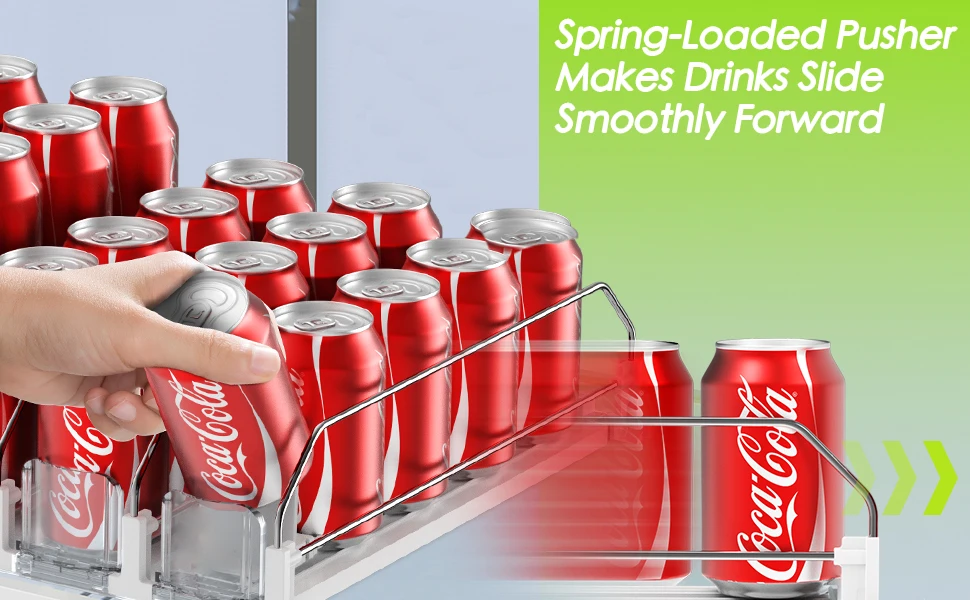 drink organizer with pusher glide