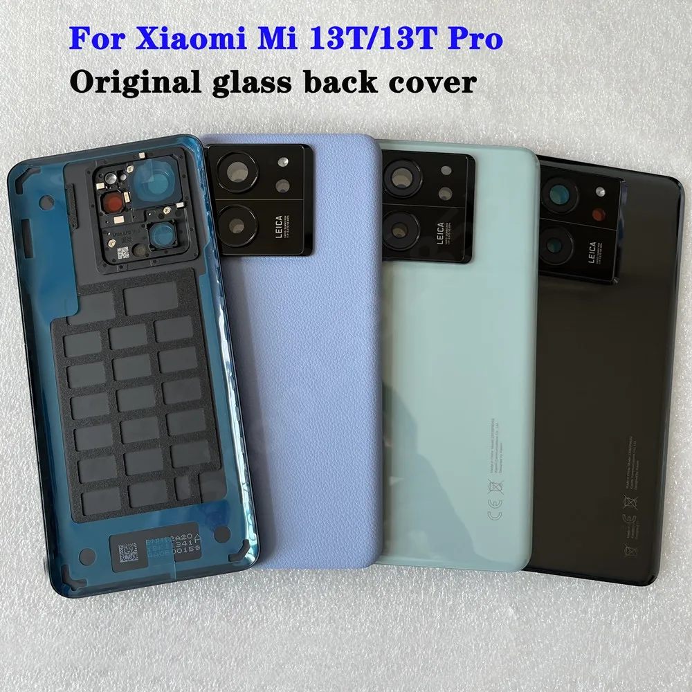 

New Original For Xiaomi Mi 13T Glass Back Battery Cover For Xiaomi Mi13T Pro Door Housing + Flash Cover + Camera Lens