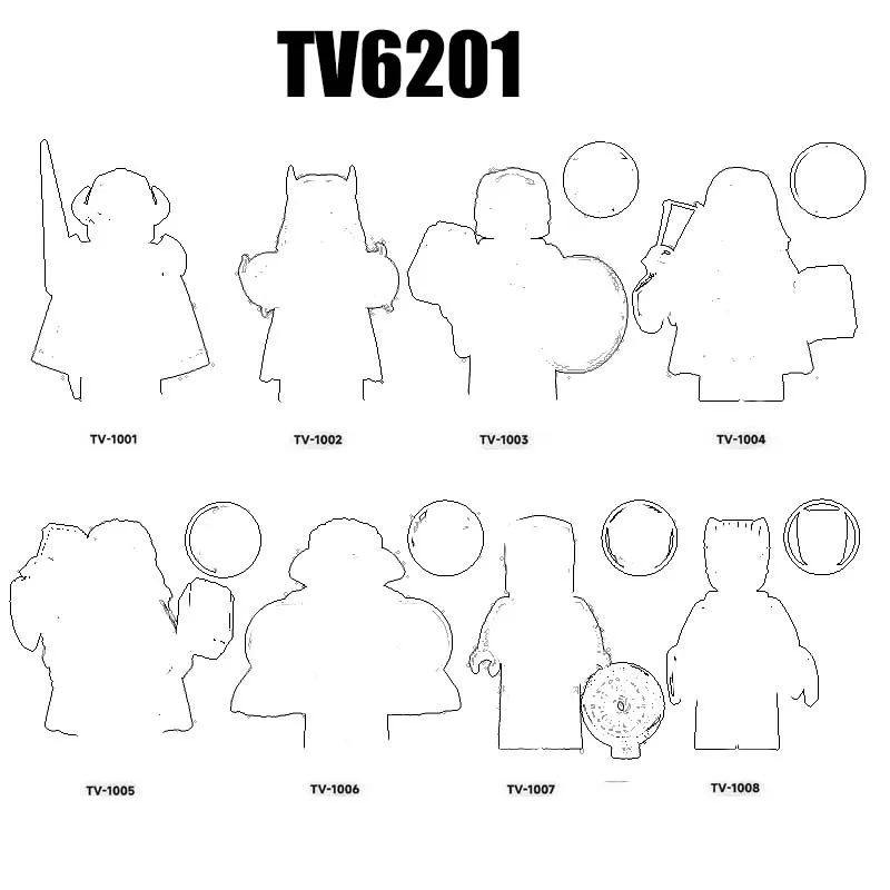 

1 шт., фигурки-конструкторы TV6201 TV1001 TV1002 TV1003 TV1004 TV1005 TV1006 TV1007 TV1008