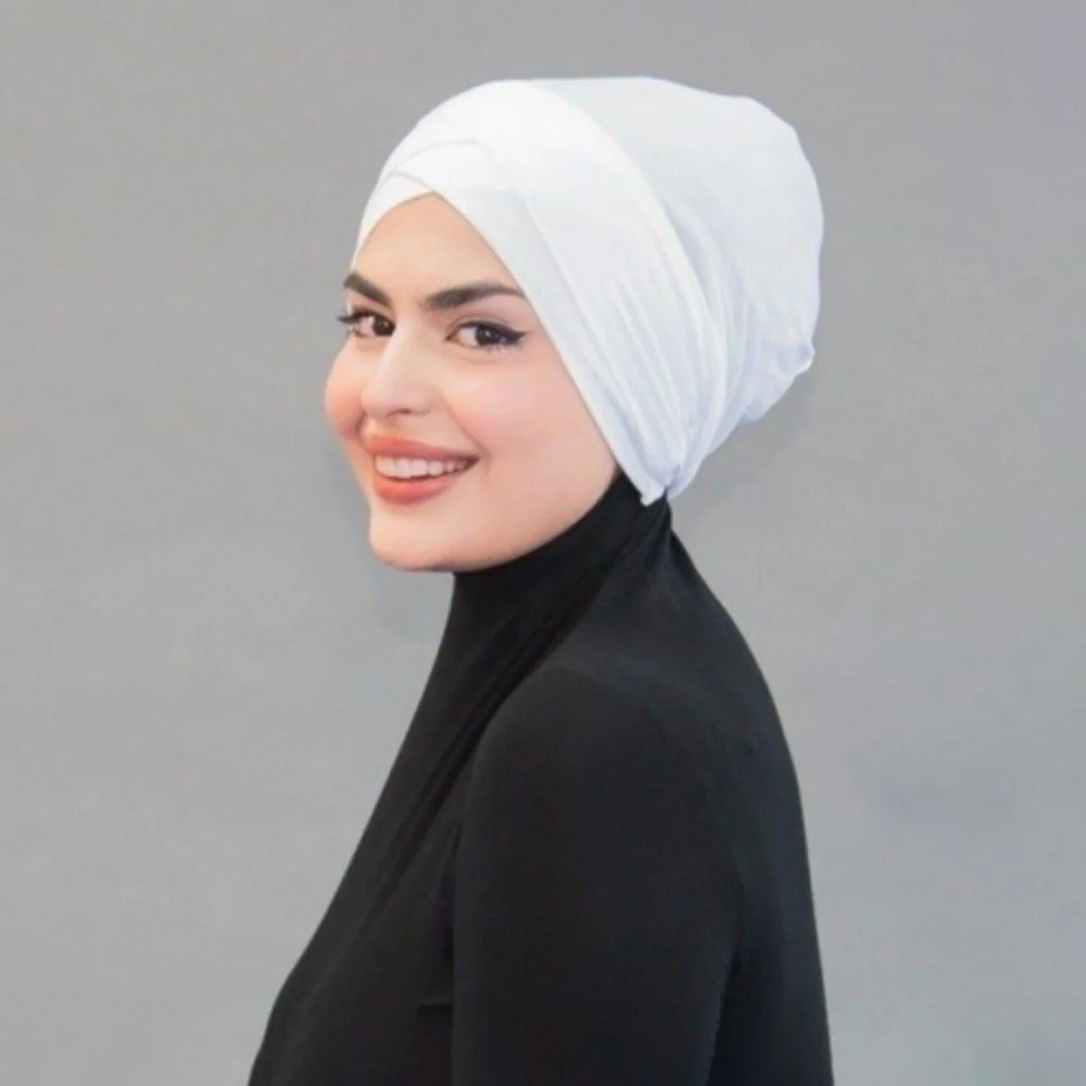 Bonnet De Sous-Hijab En Satin - Lot De 2 Pour Femmes, Modal Doux, Taille Réglable, Noir Et Gris