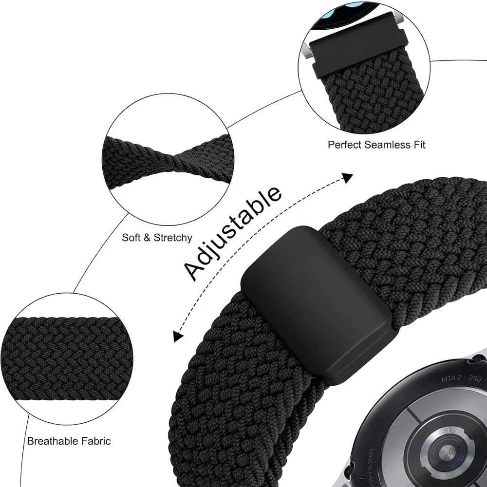 Braided Magnetic Bracelet Strap for Smartwatch – 20mm/22mm Adjustable Watch Band