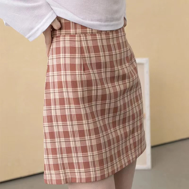 

High Waist Plaid Mini Skirts Women Summer New Korean A Line All Match Student Skirts Elegant Fashion Harajuku Casual Streetwear