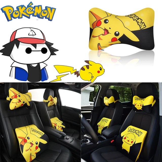 Car Headrest Cartoon Cute Pikachu Car Cushion Lumbar Support