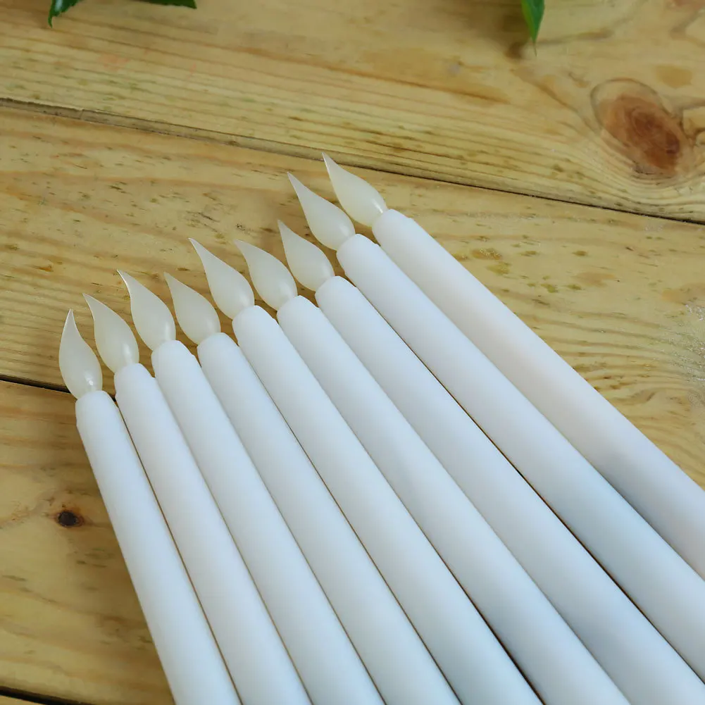 Plastic Flameless Battery Operated LED Candles,Yellow Amber Flickering, Halloween Taper Candles for Event and Party, 20 PCs