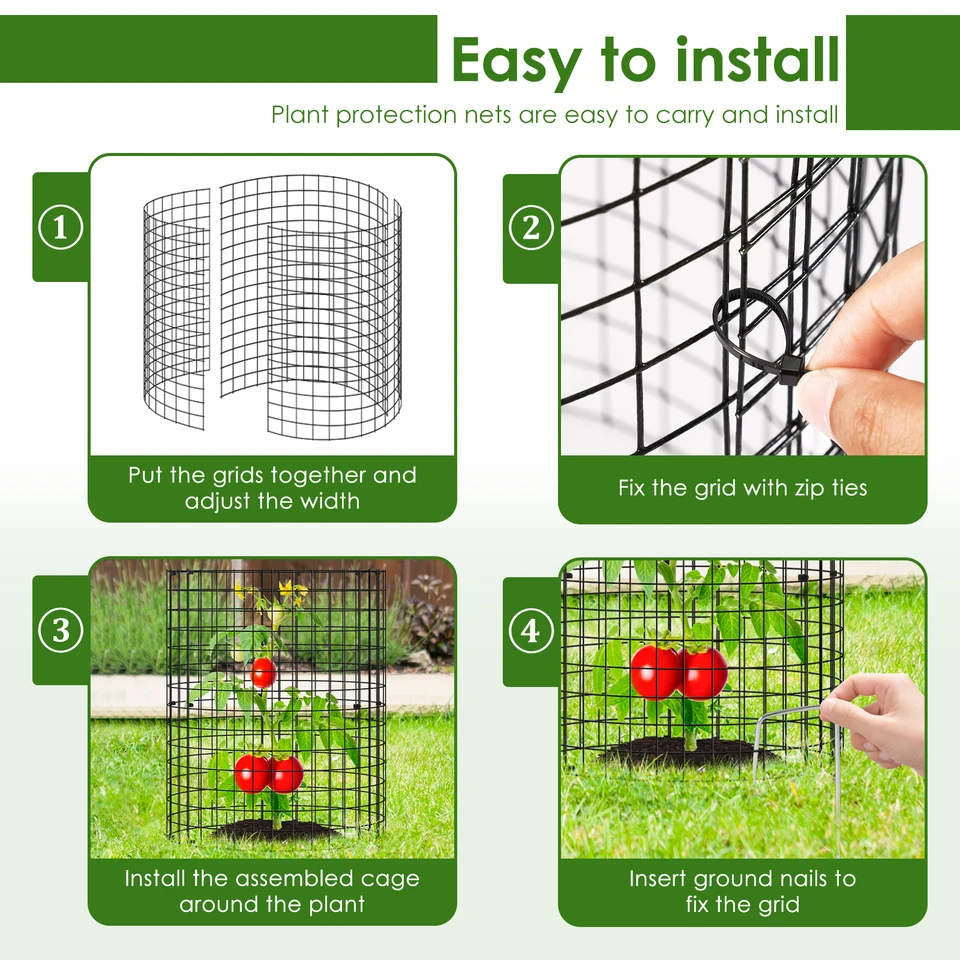 Coperture per piante in filo di pollo, 5 pezzi, protezione per gabbie per piante in metallo, coperture per protezione da giardino, copertura per piante a cupola per gabbia, protezione da cervi e