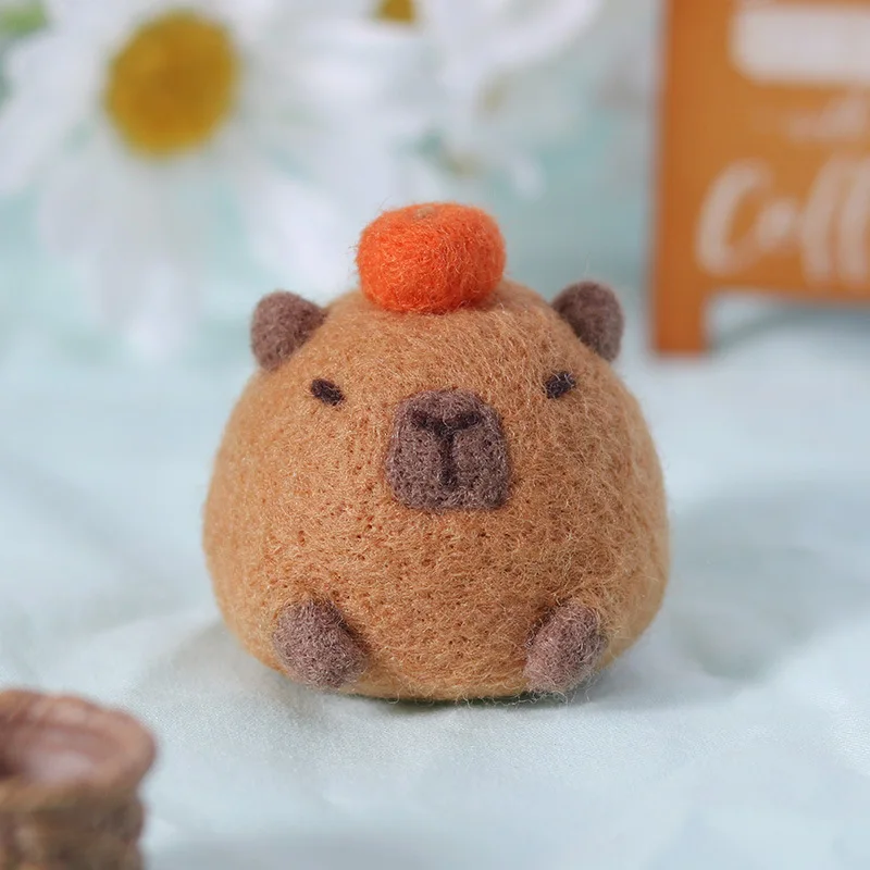 Cute Animal Capybara Non-finish Wool Felting Material for DIY Doll Pendant Gifts Animal Handmade Arts Crafts 1PC Wool Felting Kit wool felting kit
