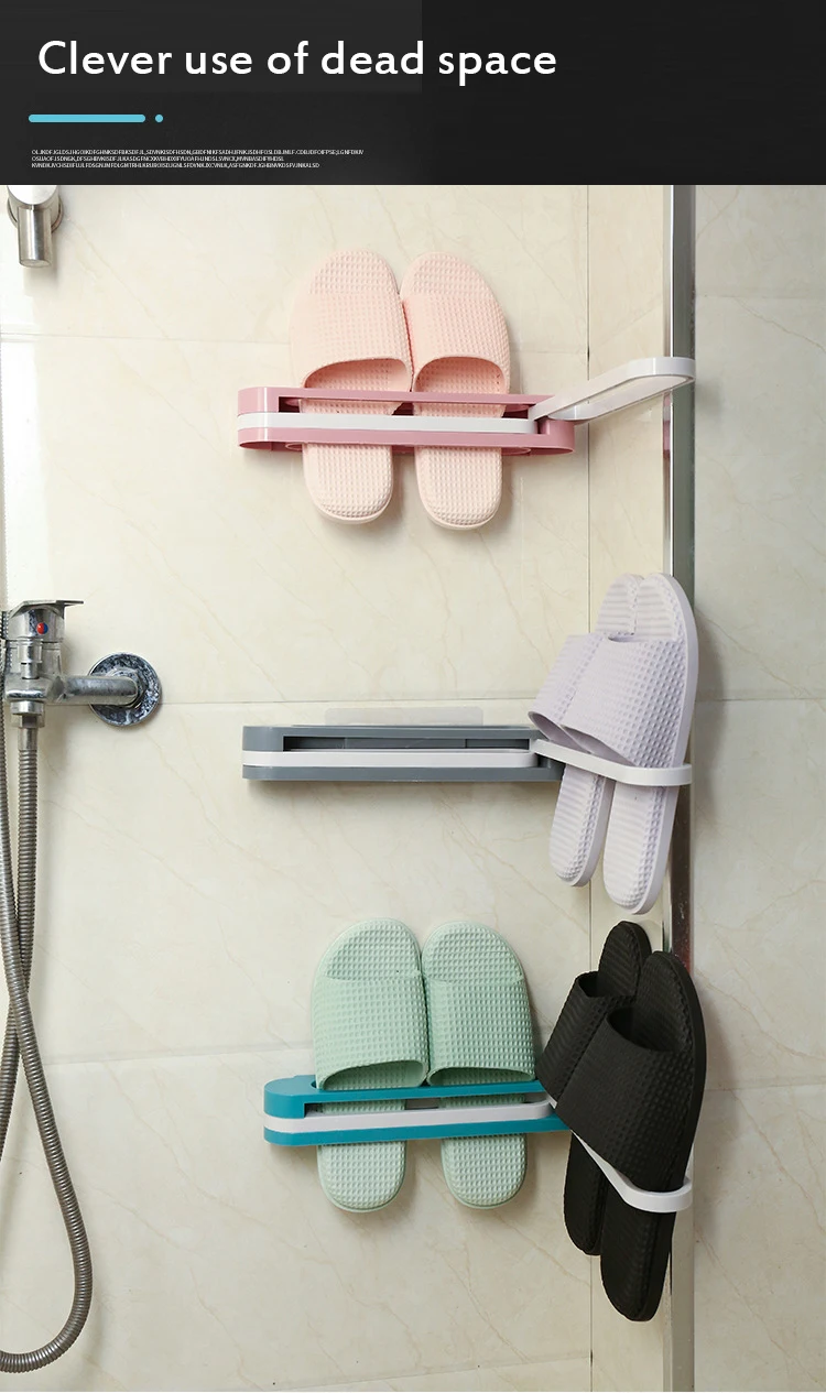 3 In 1 Folding Slipper Rack Shoes Holder Wall Mount Slippers Holder ...
