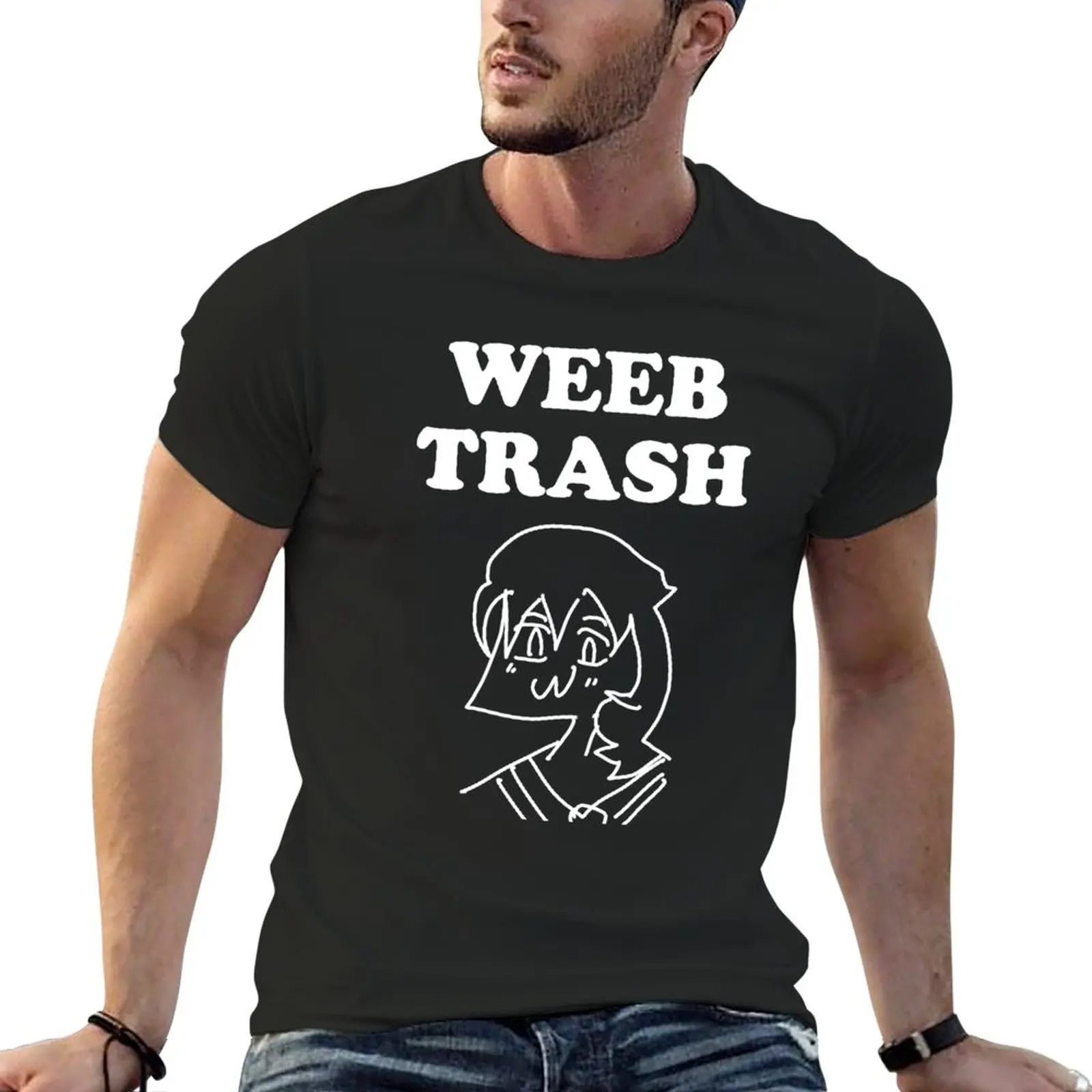 

Футболка weeb с изображением мусора, аниме одежда, новая коллекция, мужские высокие футболки