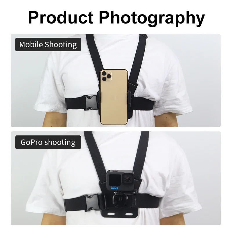 Hands-Free Sport Camera Chest Strap Mount Harness Strap Holder Cell Phone Clip Five-in-one Suit