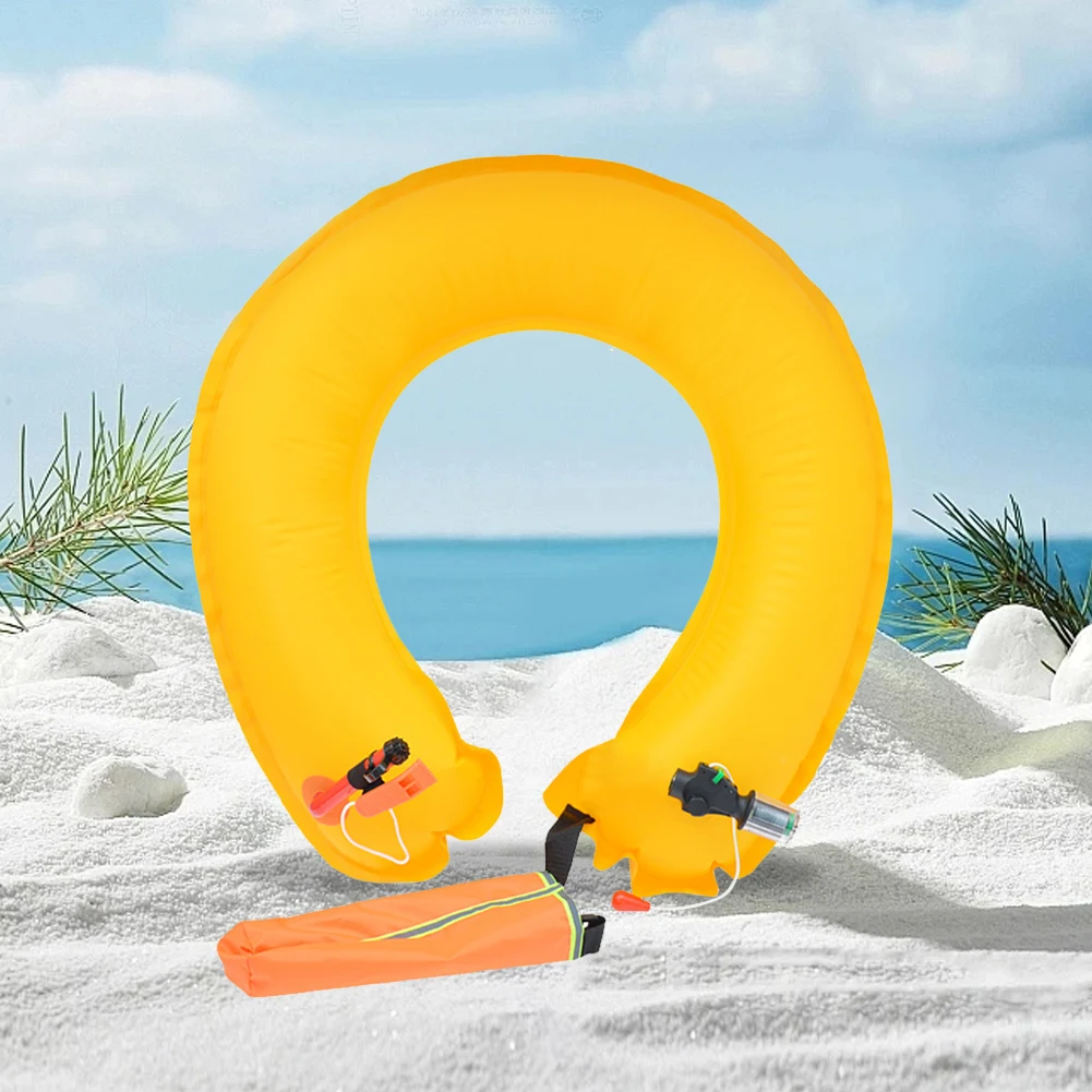 Inflatable Life Jacket Life Waist Belt with Reflective Strip Adult Round Buoys with Hook Flotation Device for Kayaking Swimming