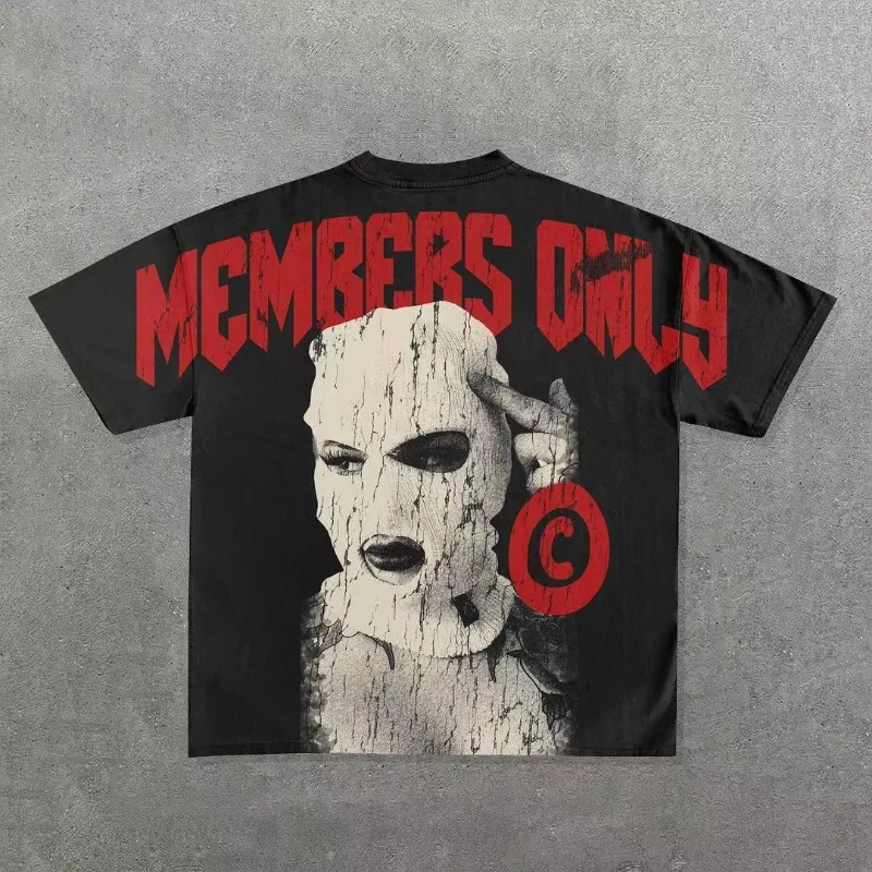 thumbnail image 1 of Camiseta de algodón estilo urbano Y2K con estampado gráfico retro de letras de hip hop, camiseta de gran tamaño para hombre y mujer, camisetas de manga corta con cuello redondo, 1 of 1