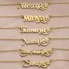 DOREMI Personalized Simple DIY Name Necklace Stainless Steel Necklace Accessories Jewelry Cursive Name Flowers Design Necklace