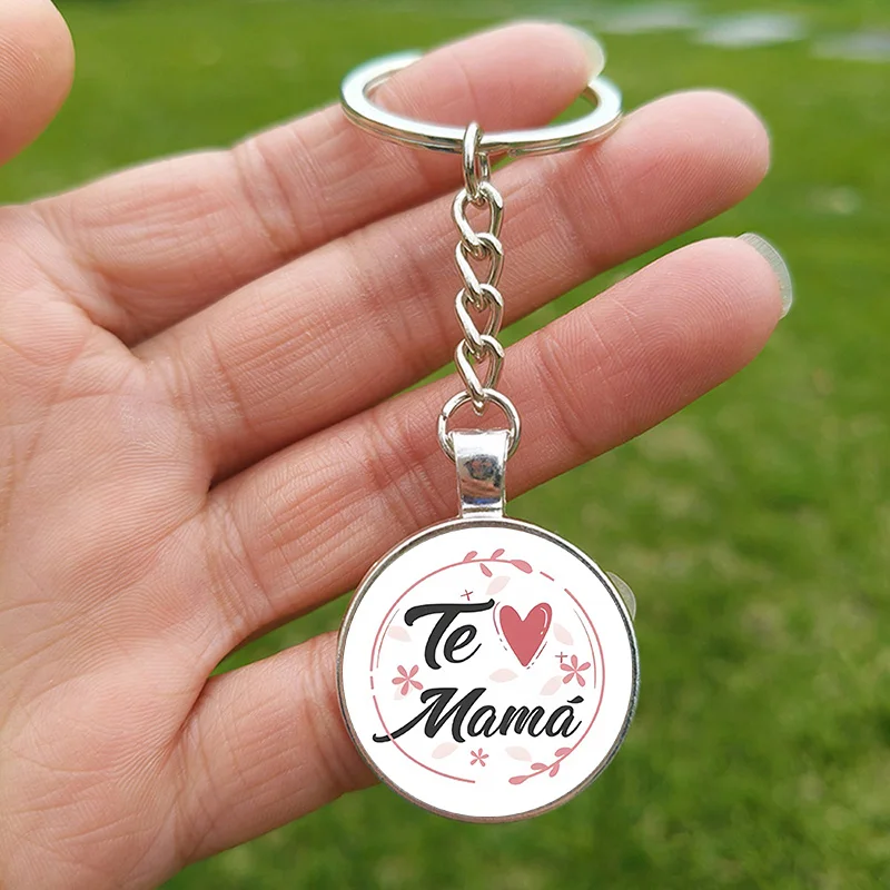 Rainbow Mama Glass Gem Pendant Keychain - Best Mom Gift Accessory