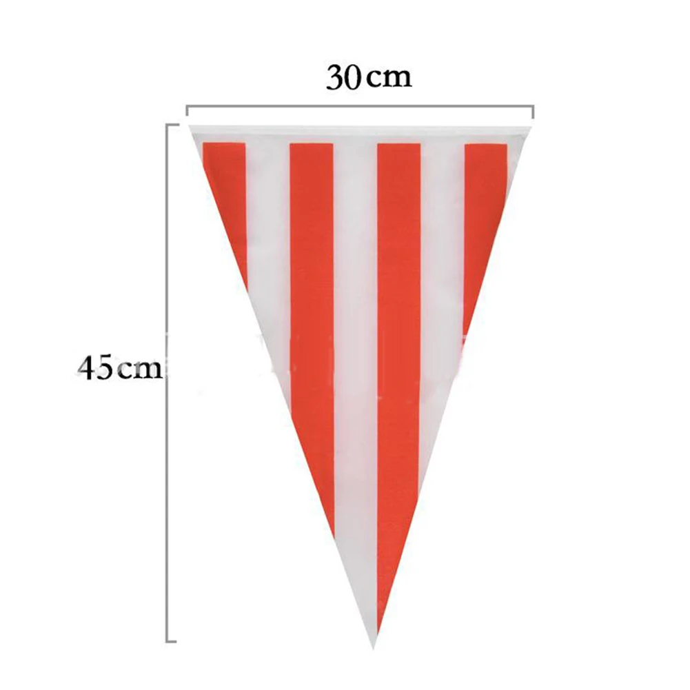 10/30M Karneval Thema Party Flagge Dekorationen Weiß Gestreiften Wimpel Dreieck Bunting Für Zirkus Geburtstag Party Dekoration – Detail 10