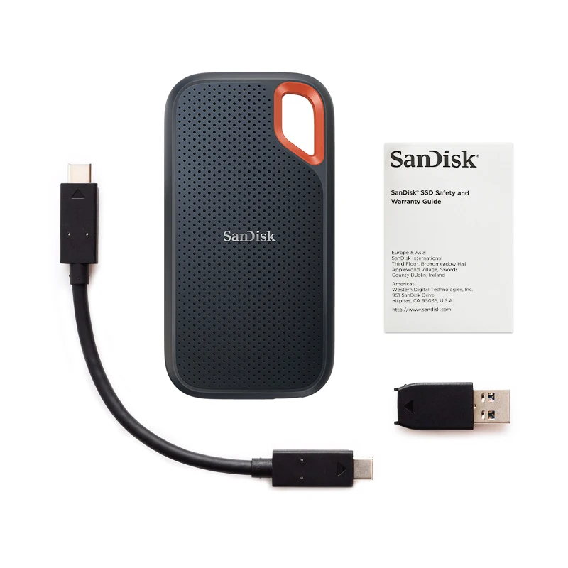 SanDisk Portable SSD USB 3.2 Type-C Solid State Drive 1TB 2TB External Hard Drive Up to 1050Mb/s NVMe Hard Disk for Phone and PC