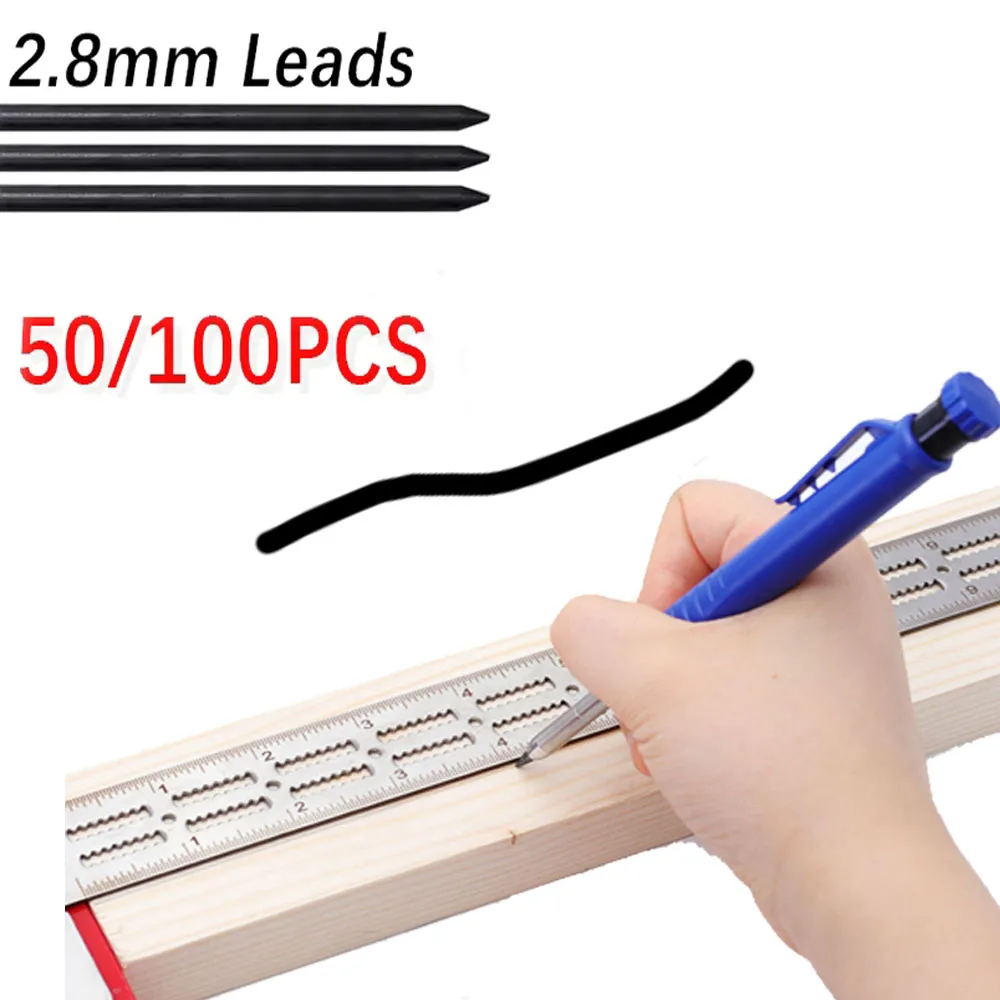 50/100Pcs 부드러운 필기를 위한 대용량 2.8mm 목공용 리드 리필, 쉽게 부러지지 않음, 스케치 측량 매핑 도구