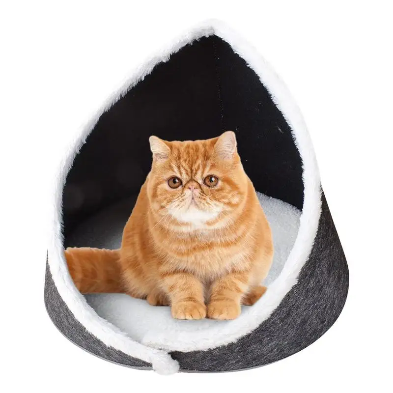 

Cat Caves For Indoor Cats Semi-enclosed Round Felt Bed Pet Nest Tent With Reusable Cushion Wear-resistant Cat Bed For Indoor