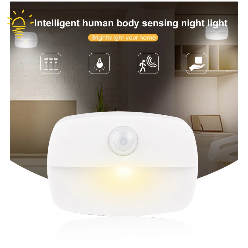 

Motion Sensor LED Night Lights EU Plug Dimmable Cabinet Light For Baby Bedside Bedroom Corridor Night Lamp Home lighting