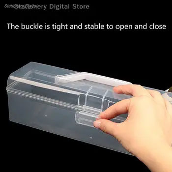 Multifunctional Portable Plastic Transparent Pencil Box Brush Storage Box Calligraphy Toolbox Utensils Portable Art Storage Box