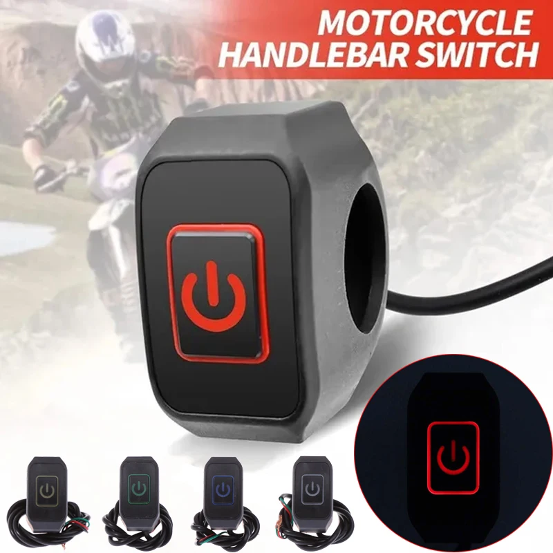 

22mm 7/8'' Motorcycle Handlebar Switch Momentry Buttton for Electric Star Kill Waterproof Control Switch Button with LED Light