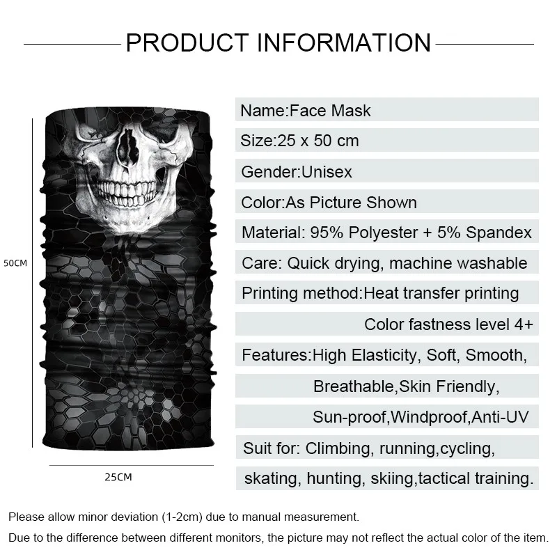 Description Picture 2 of itemUnisex Climbing Hiking Bandana Sport Headwear Balaclava Neck Gaiter Motorcycle Cycling Headband Mask Tube Cover Face Scarf