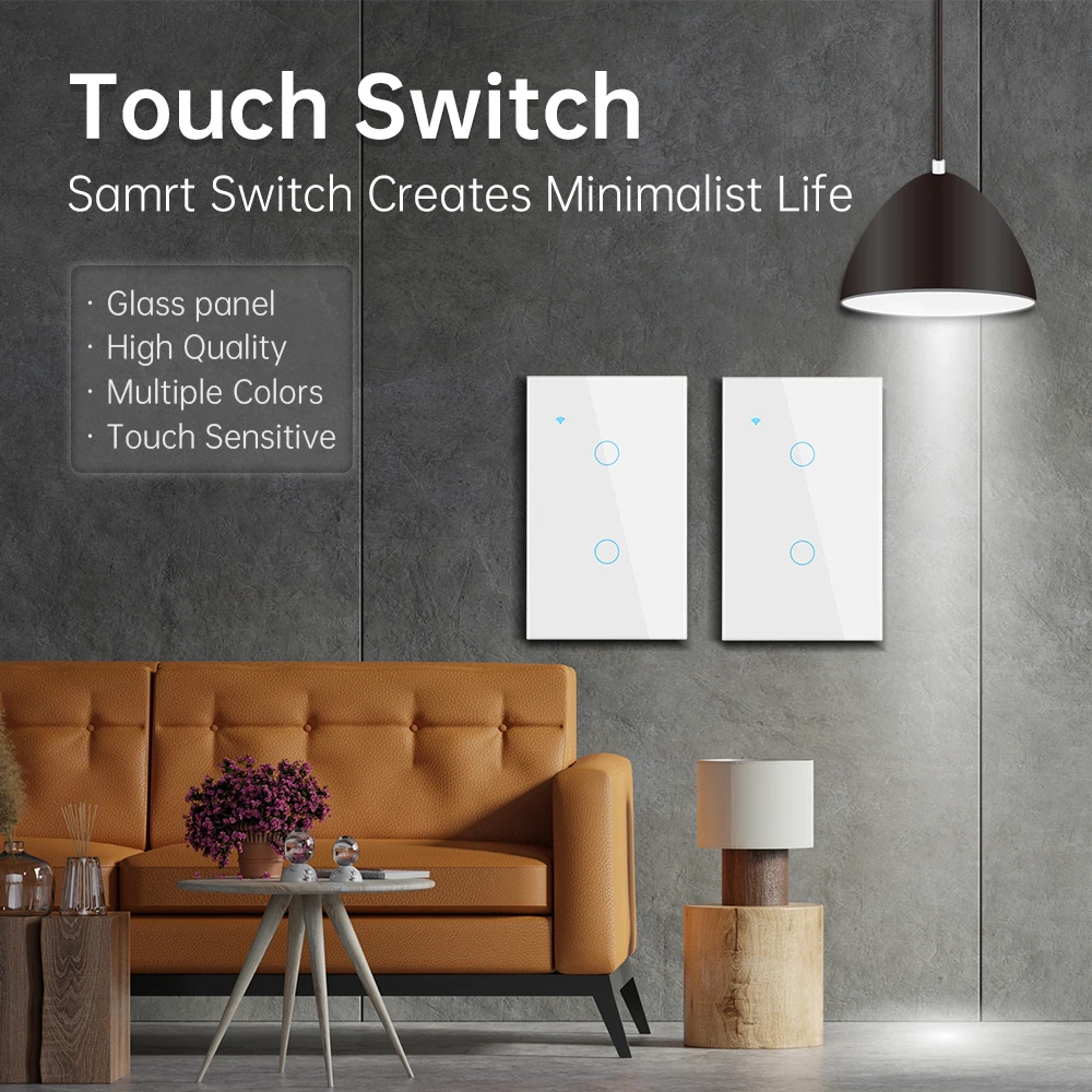 Description Picture 5 of itemTuya Smart Wifi Stair Switch US Touch Glass Panel Stair Cross Multi Light Switches 1 Gang 2 Way Voice Control Alexa Google Home