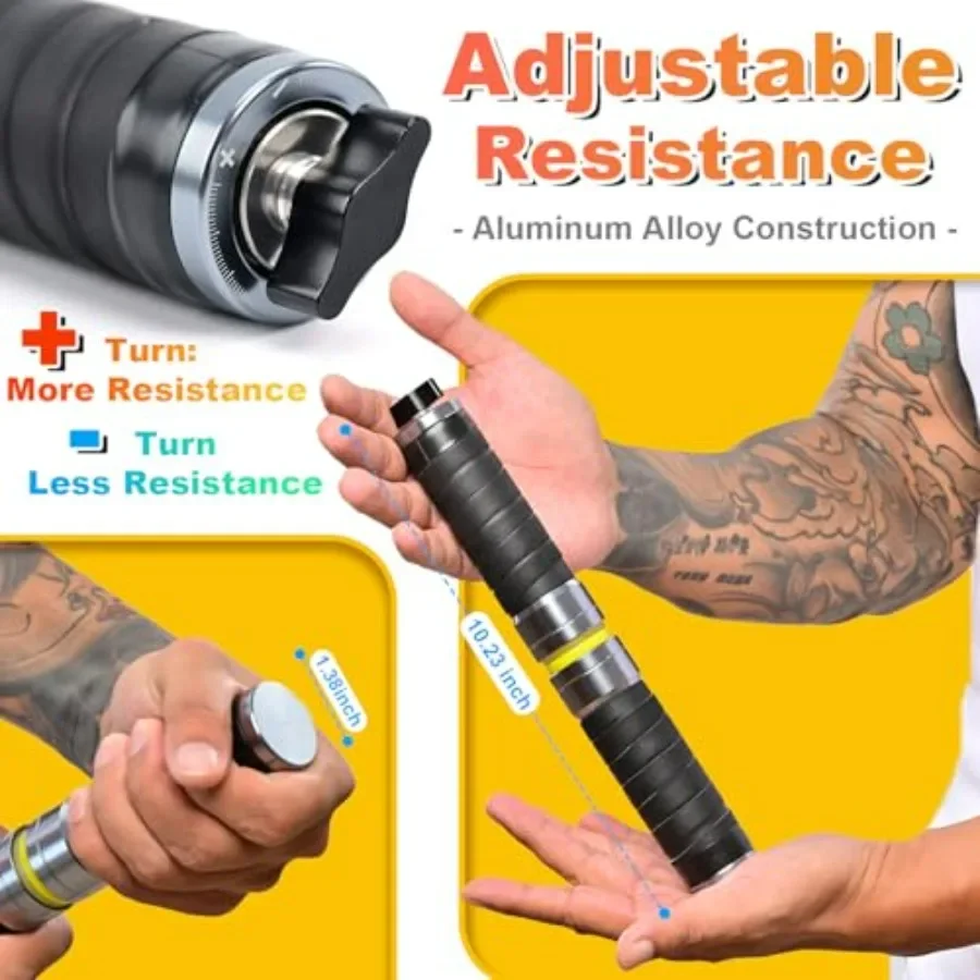 Grip Strength Trainer, Adjustable Resistance for Hand, Wrist & Forearm Strengthener with All-Metal Build, Portable Wrist Roller