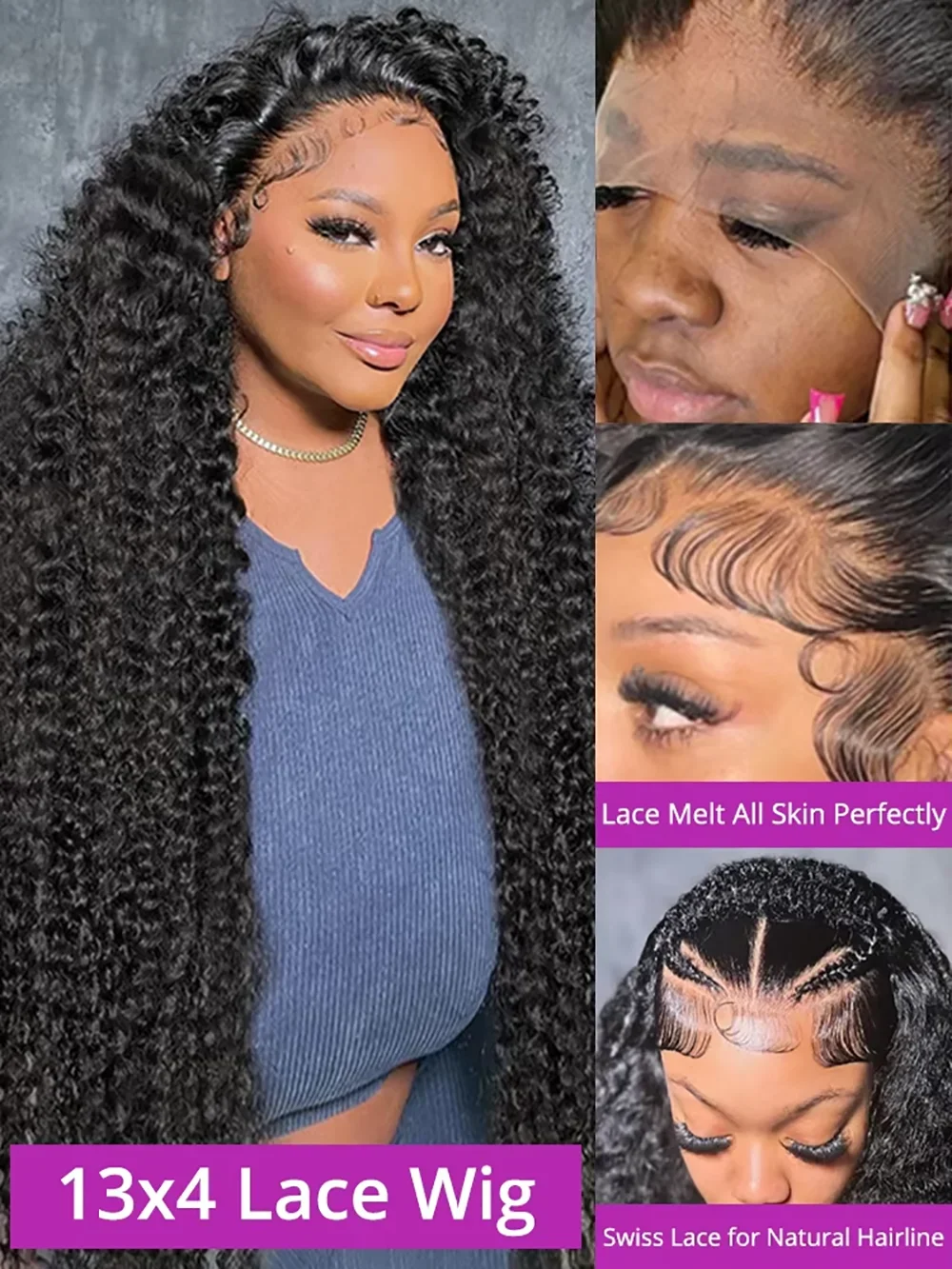 30 36 Inch Curly Wigs Human Hair 13x6 HD Water Deep Wave Frontal Wigs 220% Density 13x4 Lace Front Human Hair Wigs For Women