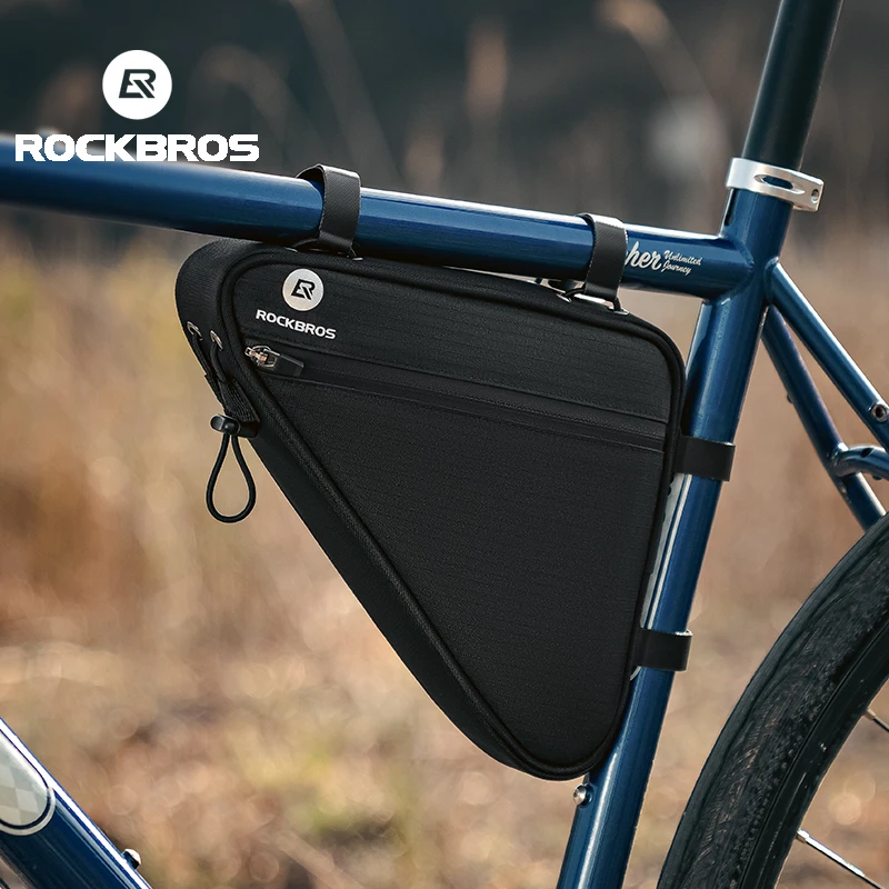 ROCKBROS Triangle Bike Frame Front Tube Bag Large Capacity Highlight  Reflector Side Pocket MTB Road Bicycle Bag Bike Accessories