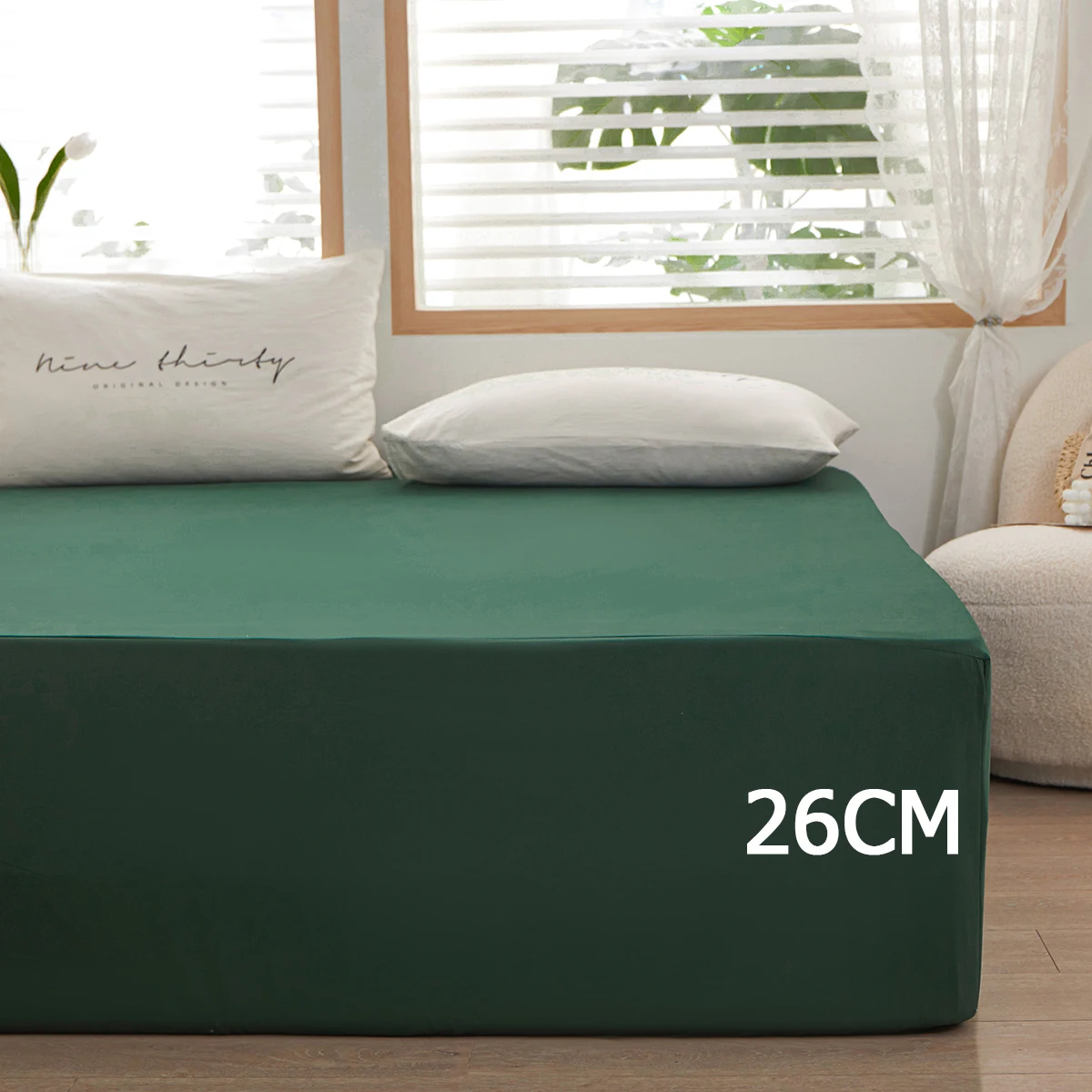 1 piece of solid color bed sheet for bedroom 100%Polyeste Elastic Band Around bedding Fitted Sheet Only (excluding pillowcases) 3