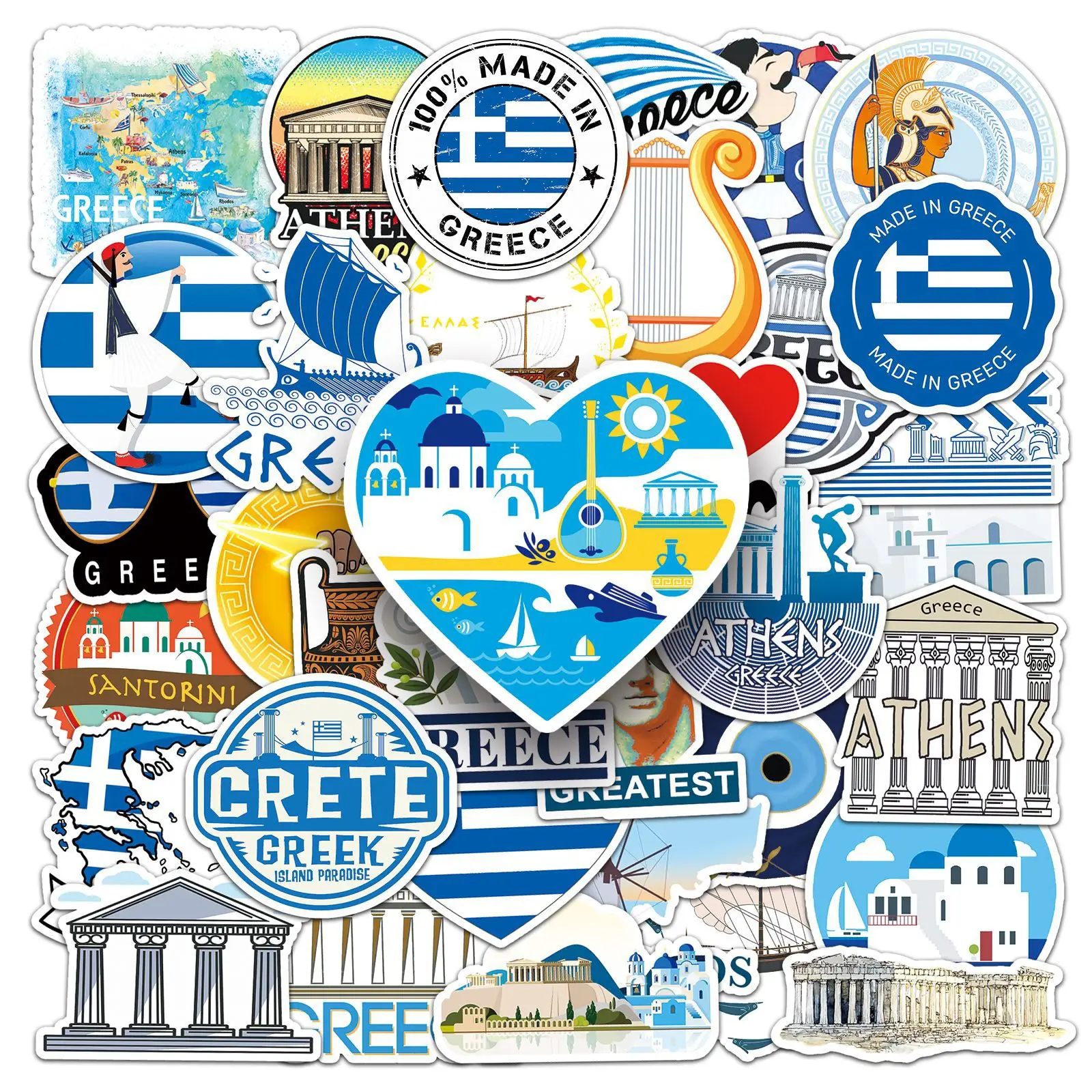 

50Pcs Cartoon Greece Series Graffiti Stickers Suitable for Laptop Helmets Desktop Decoration DIY Stickers Toys Wholesale