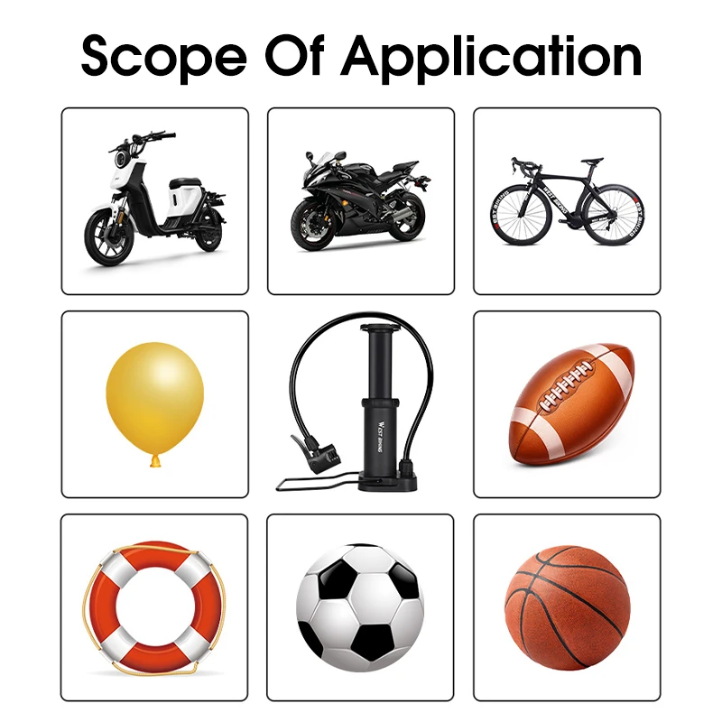 WEST BIKING 140PSI Foot Pump With Gauge Portable Bicycle Tire Inflator Motorcycle E-bike Bike Pump MTB Road Bike Accessories
