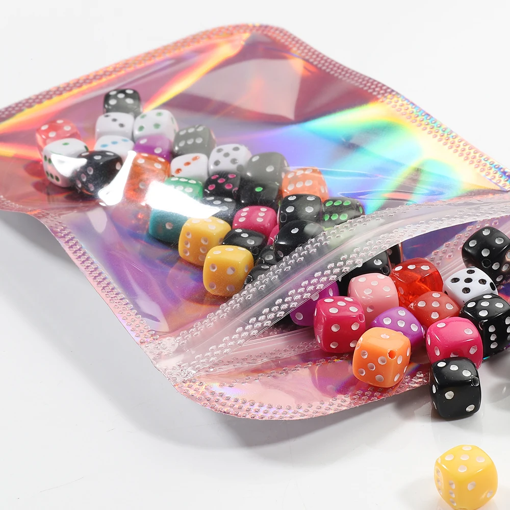 Jewelry Packaging Bags 50pcs Pink Laser Ziplock Reusable