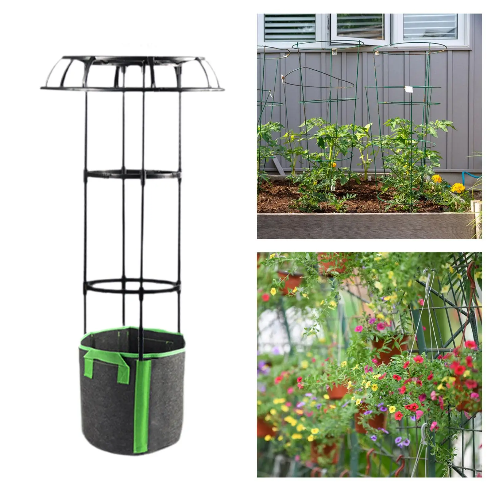 Garden Trellis Metal Plant Trellis,Decorative, with Planting Bag, Plant Support Trellis Tomato Cage for Climbing Plants Vines