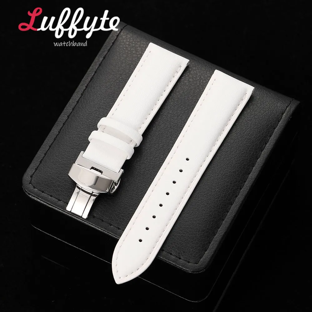 Unisex PU Leather Watch Strap with Stainless Steel Butterfly Buckle - Fashion Casual Accessory
