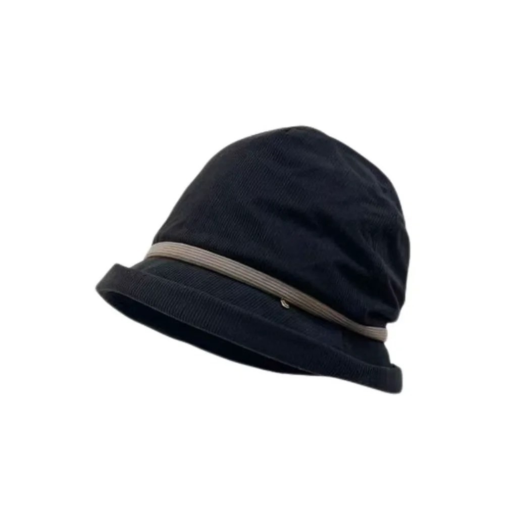 Winter Warm Corduroy Fisherman Hat Artistic Retro Thermal Bucket Hat Classic Cap for Women Cold Autumn Winter Outdoor Activities