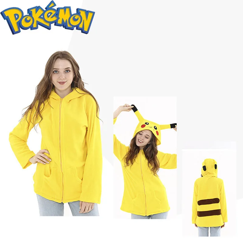 

Cartoon Pokemon Pikachu One Piece Pajamas Cute Animal Eevee Panda Unicorn Shark Stitch Couple Sweater Autumn Adult Loungewear