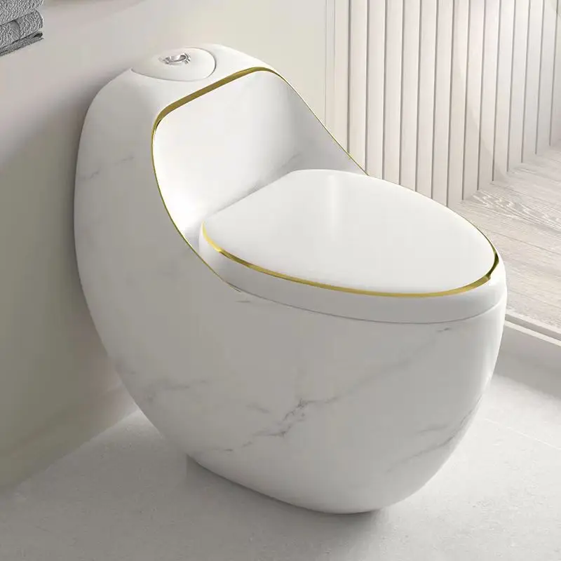 Oval Shaped Black And Gold Toilet